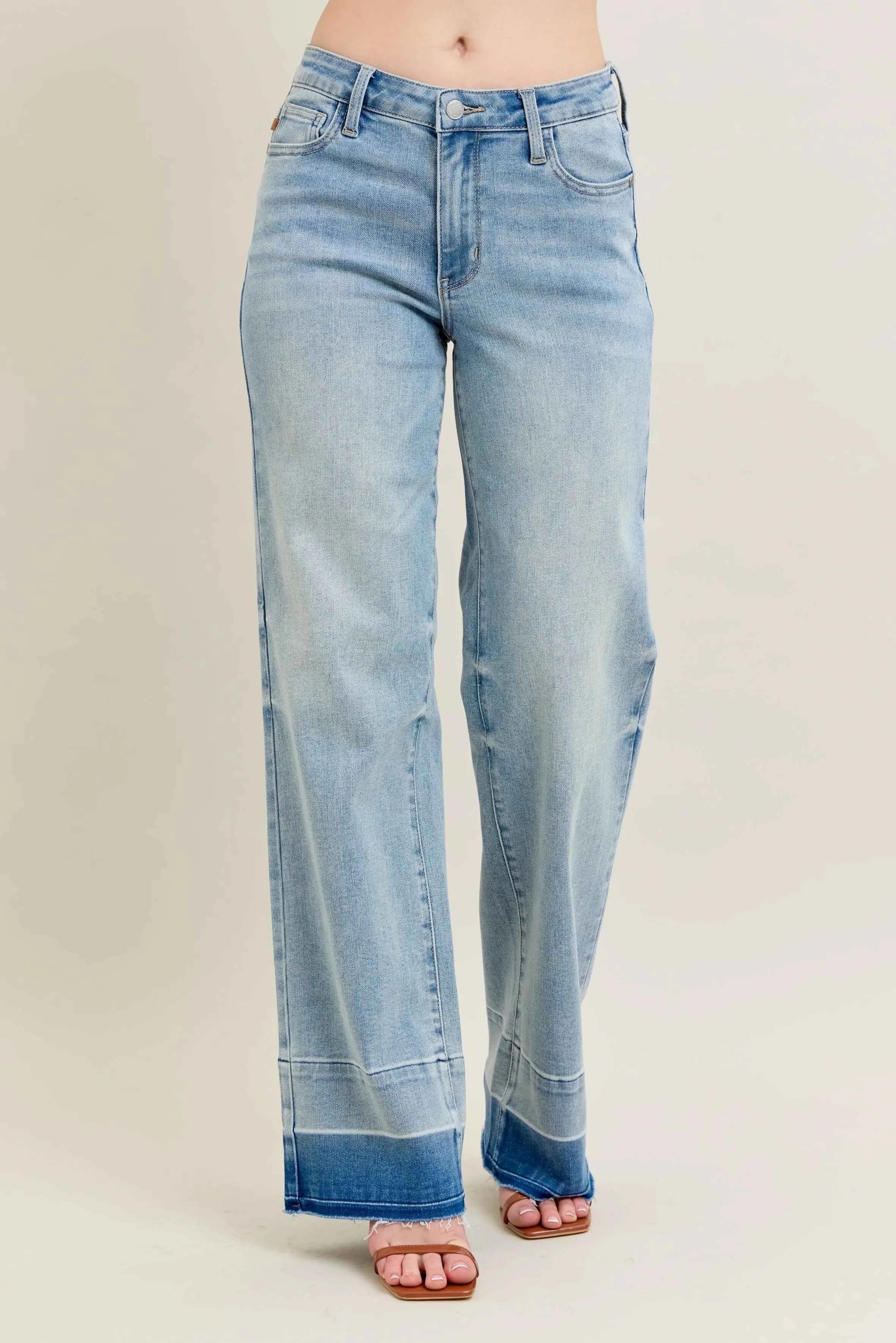 Judy Blue Full Size Mr Release Hem Wide Leg Jeans Plus Size