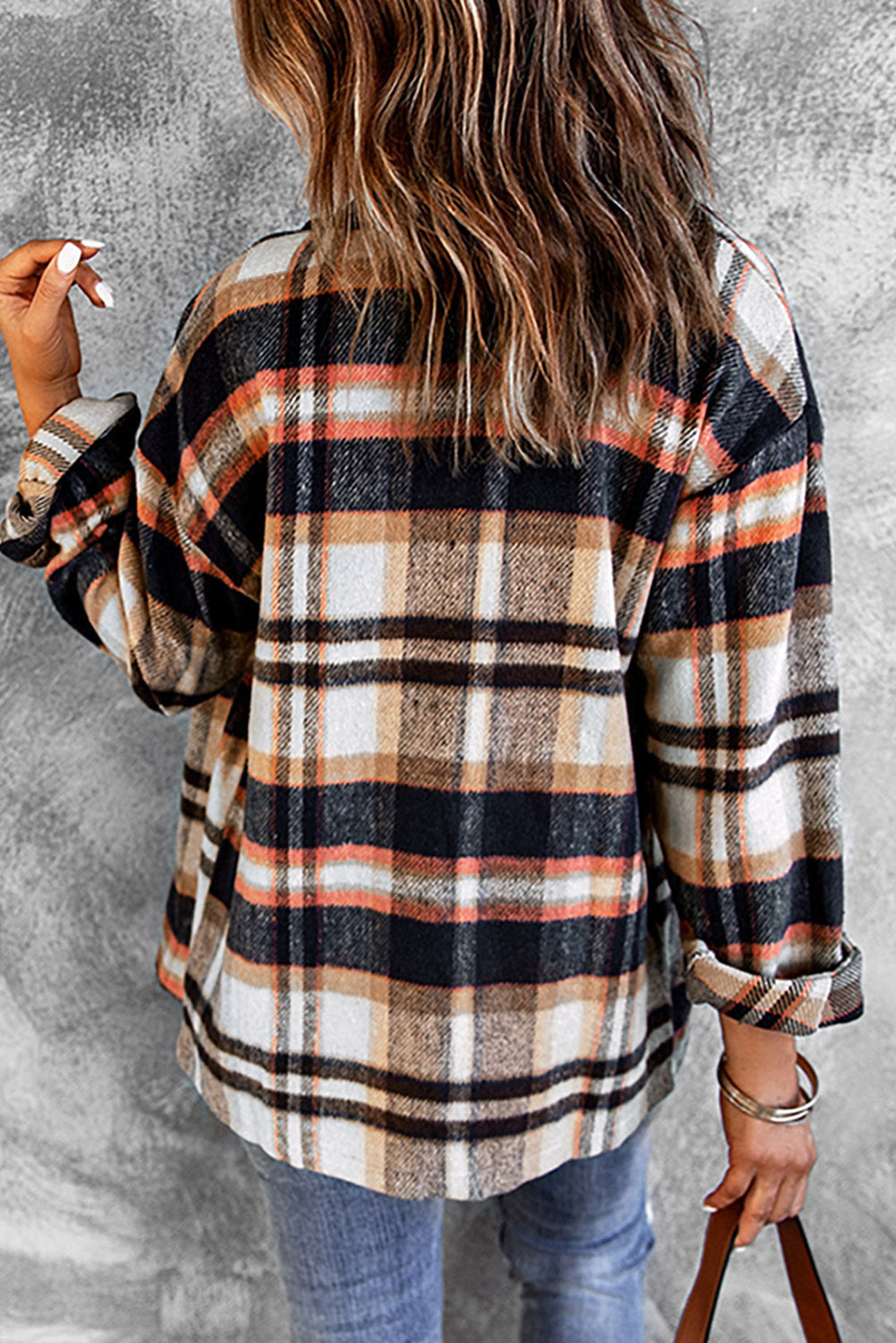 Green Geometric Plaid Print Pocketed Shacket