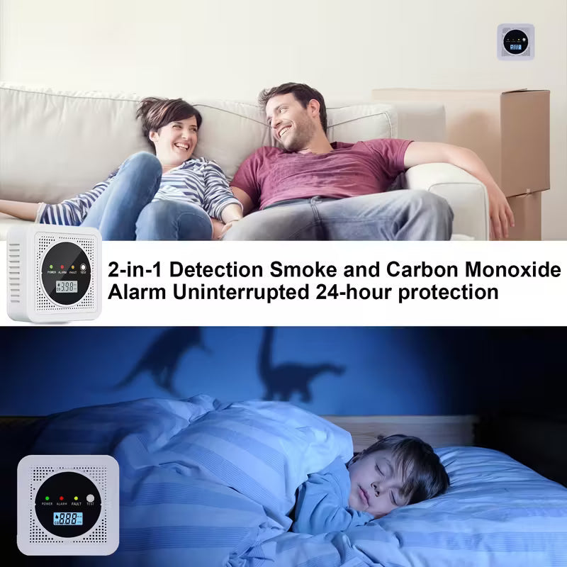 Dual Sensor Smoke & Carbon Monoxide Detector Alarm with LCD Display by DailySale
