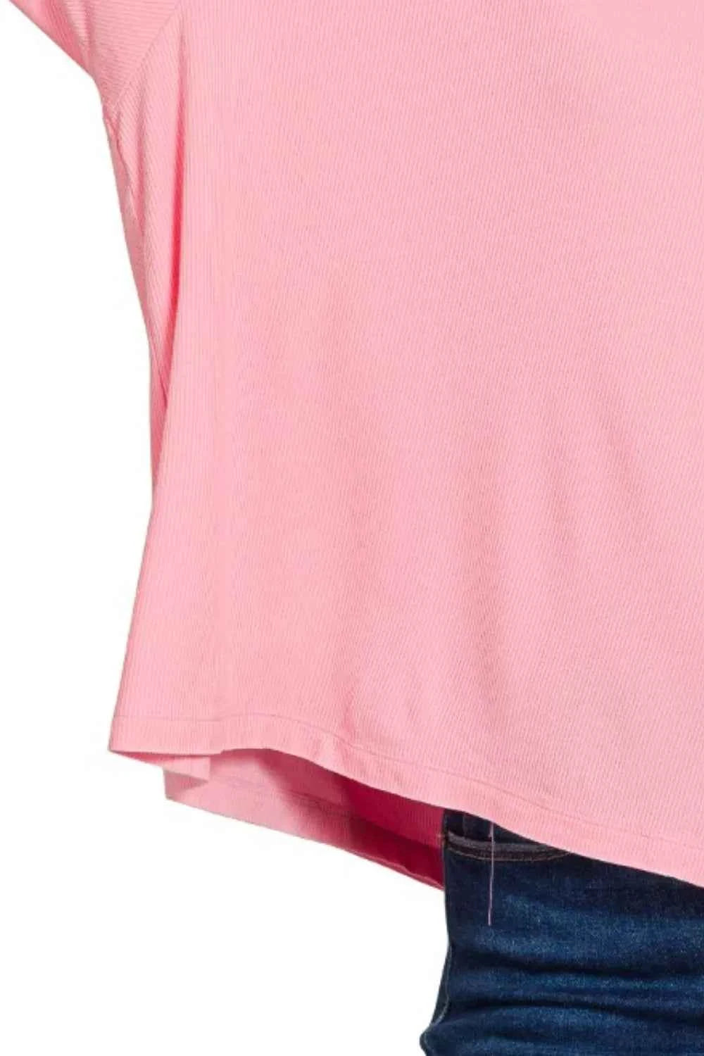 Zenana Oversized Ribbed Round Neck Short Sleeve Tee