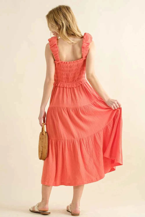 And The Why Smocked Ruffled Tiered Dress by Wild and Free Boutique