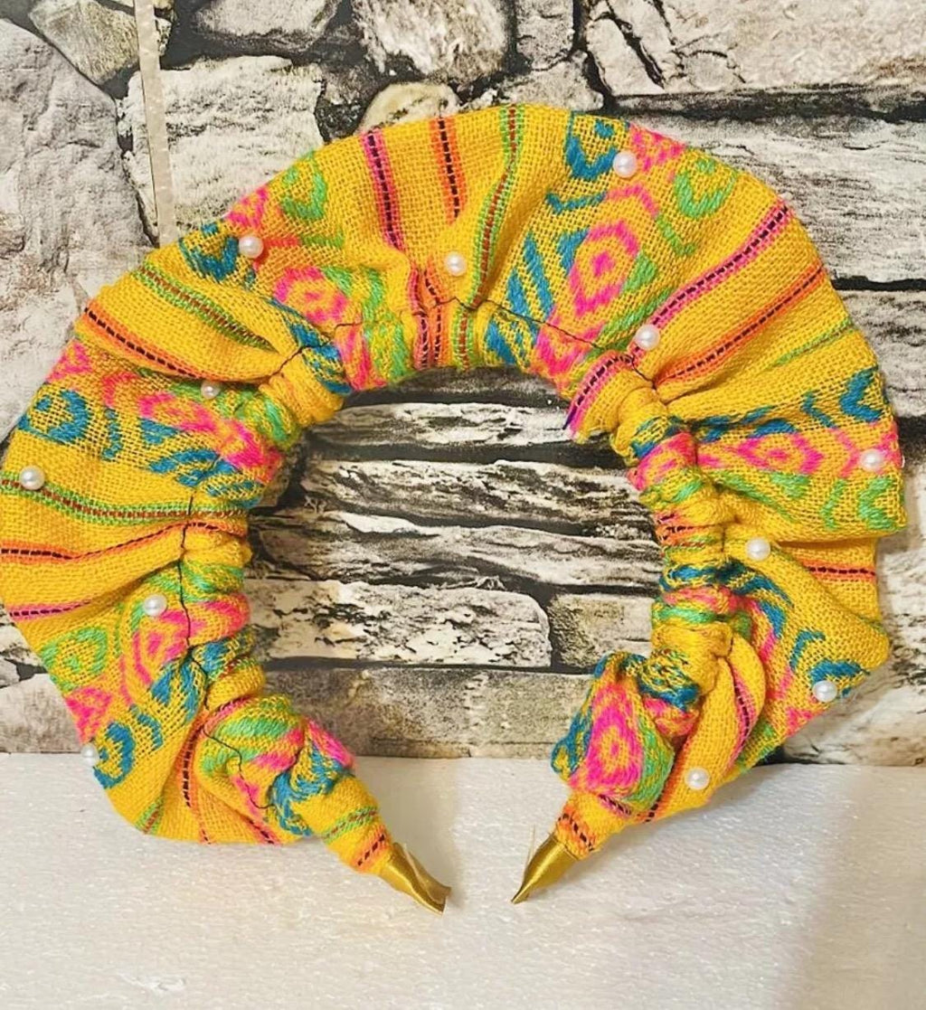 2x Diademas Mexicana Artesanales Tela Cambaya 2x Mexican Sarape Headbands Cambaya Cloth by Chica Mexico