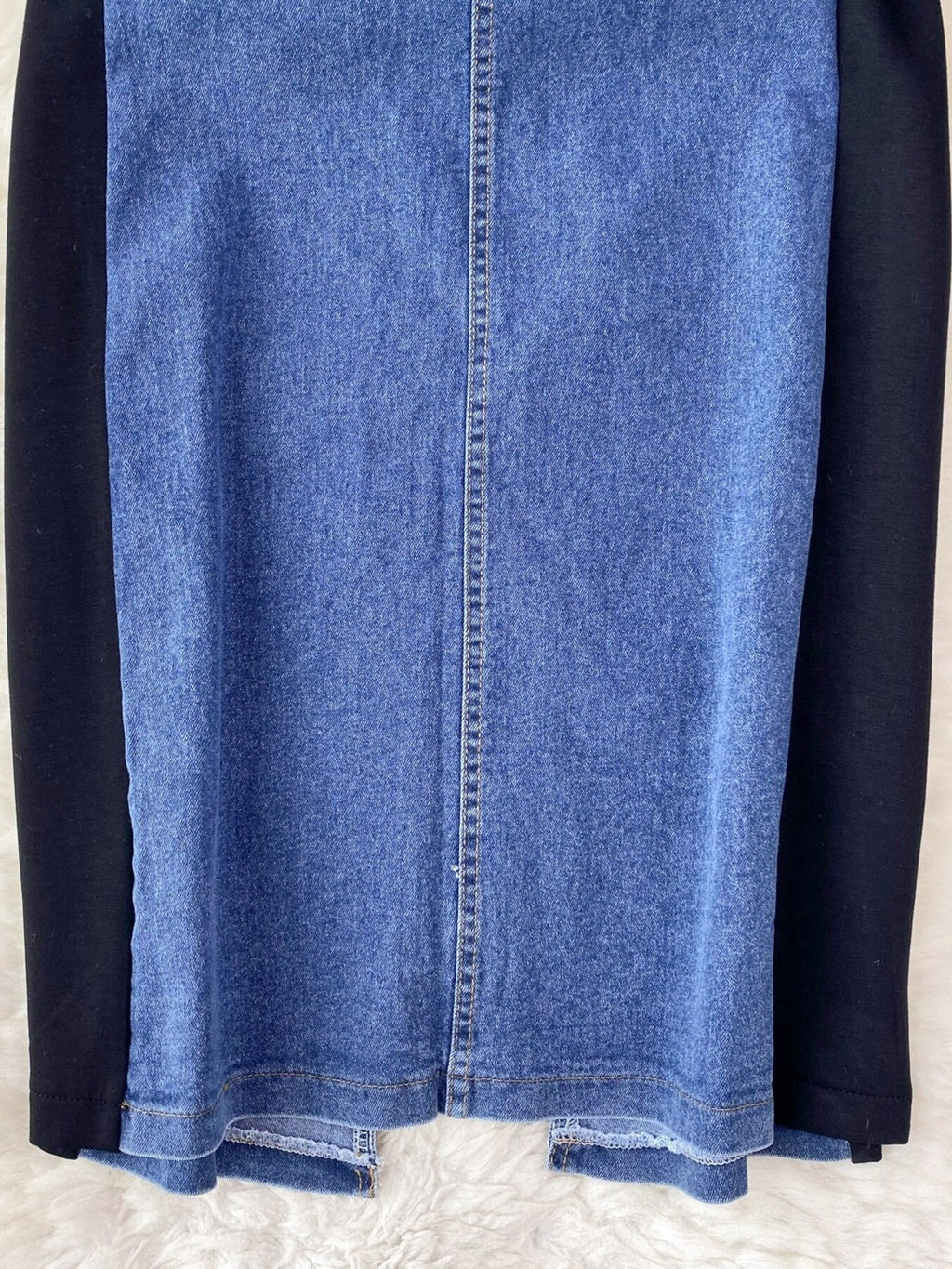 Full Size Denim Patchwork Short Sleeve Slit Back Dress Plus Size by Shopiebay