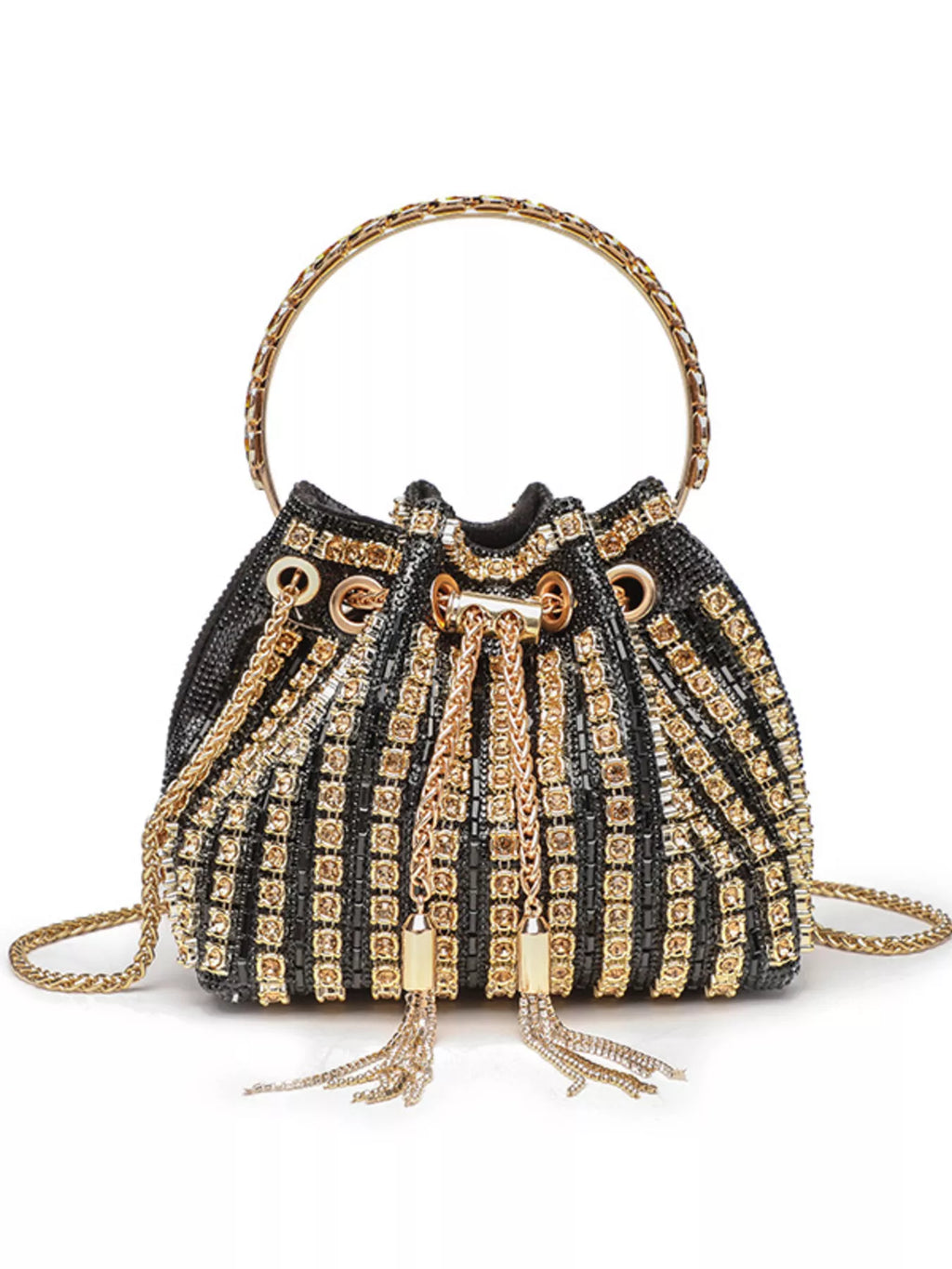 Bucket Style Rhinestone Crossbody Bag