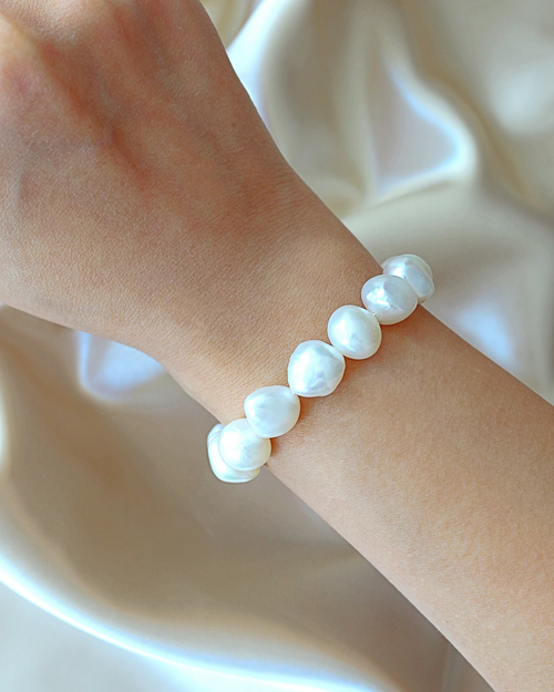 Baroque Freshwater Pearl Bracelet with 925 Sterling Silver by Ultramarine Birch