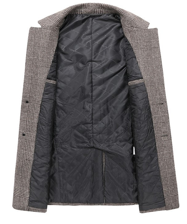 Fashion Plaid Single Breasted Jackets Men's Wool Coats - Goddess Imports Marketplace