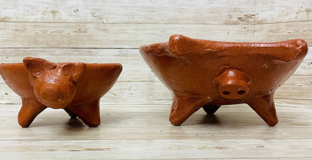 2x Authentic Mexican Pig Molcajetes 2 Molcajete Mexicanos de Barro en Forna de Marranito by Chica Mexico