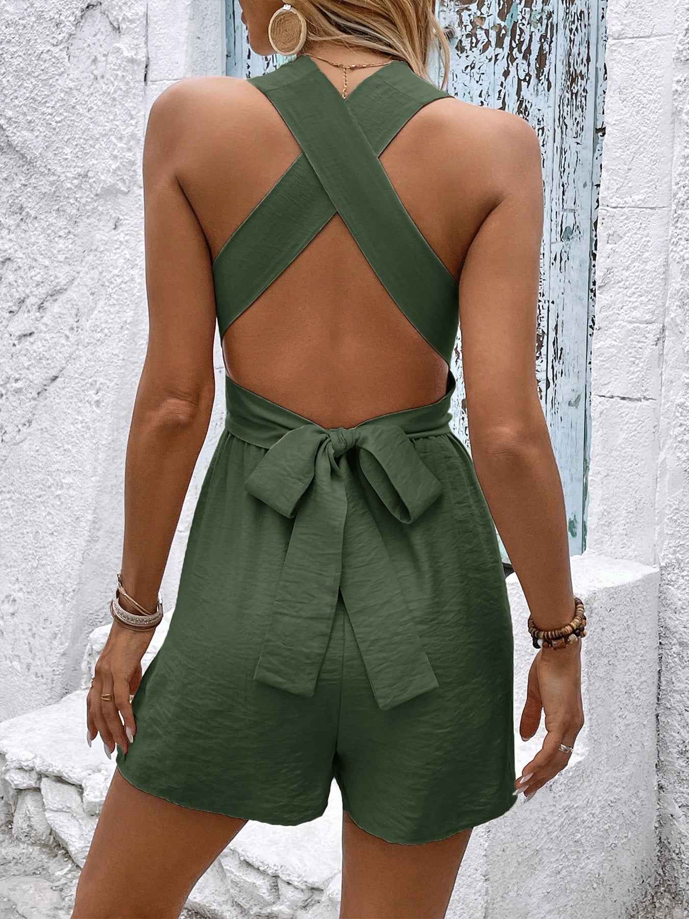 Crisscross Back Sleeveless Romper