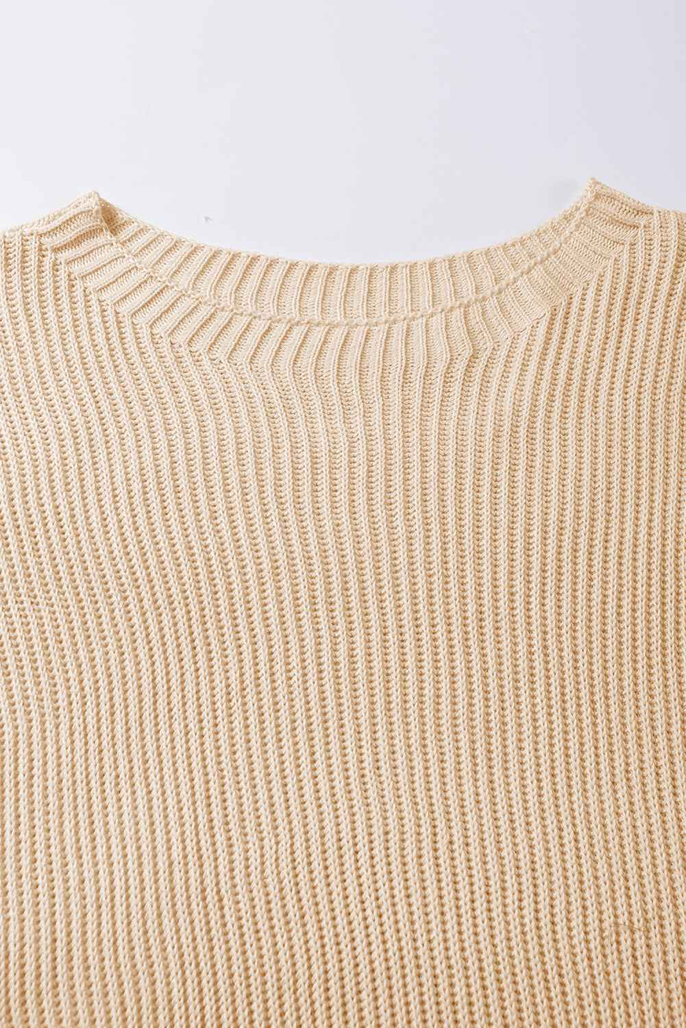 Apricot Side Slit Short Sleeve Oversized Sweater