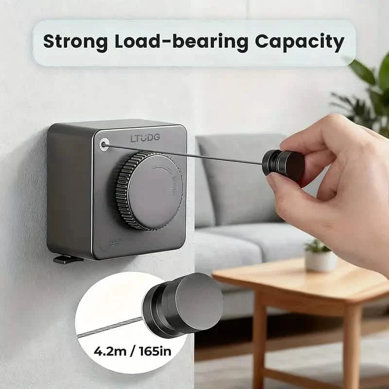 Retractable Clothesline – Heavy-Duty Wall-Mount Laundry Rack by DailySale