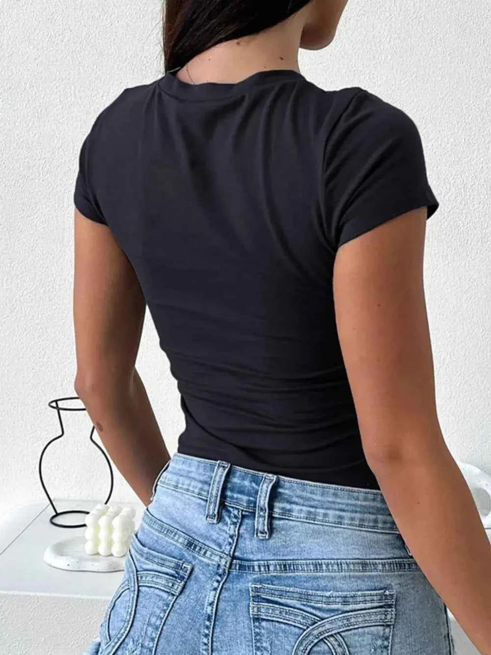 Devine Star Round Neck Short Sleeve T Shirt