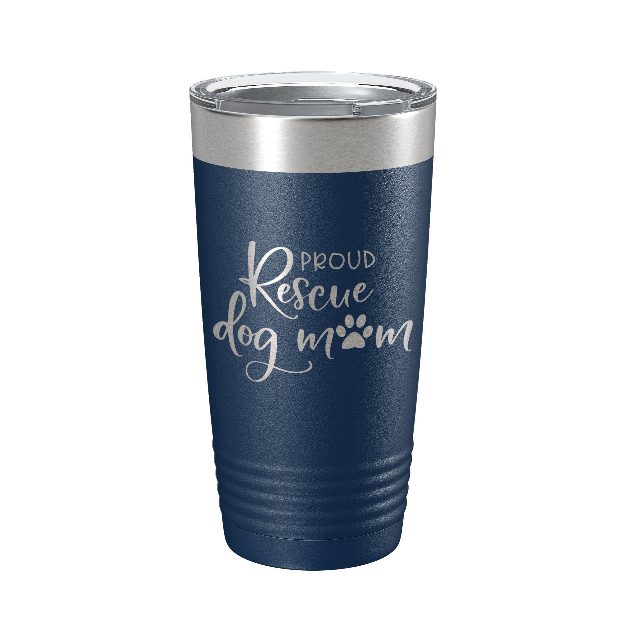 Proud Rescue Mom Tumbler Dog Travel Mug Gift Insulated Laser Engraved Coffee Cup 20 oz - Goddess Imports Marketplace