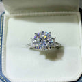 8 Carat Round Moissanite Ring 925 Sterling Silver