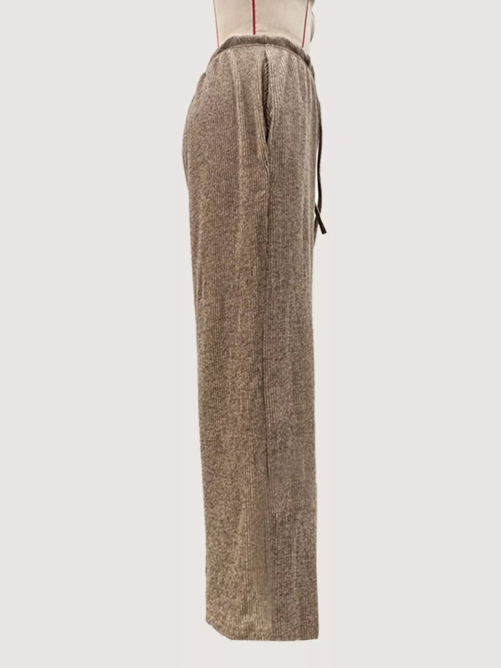 Ribbed Drawstring Wide Leg Pants