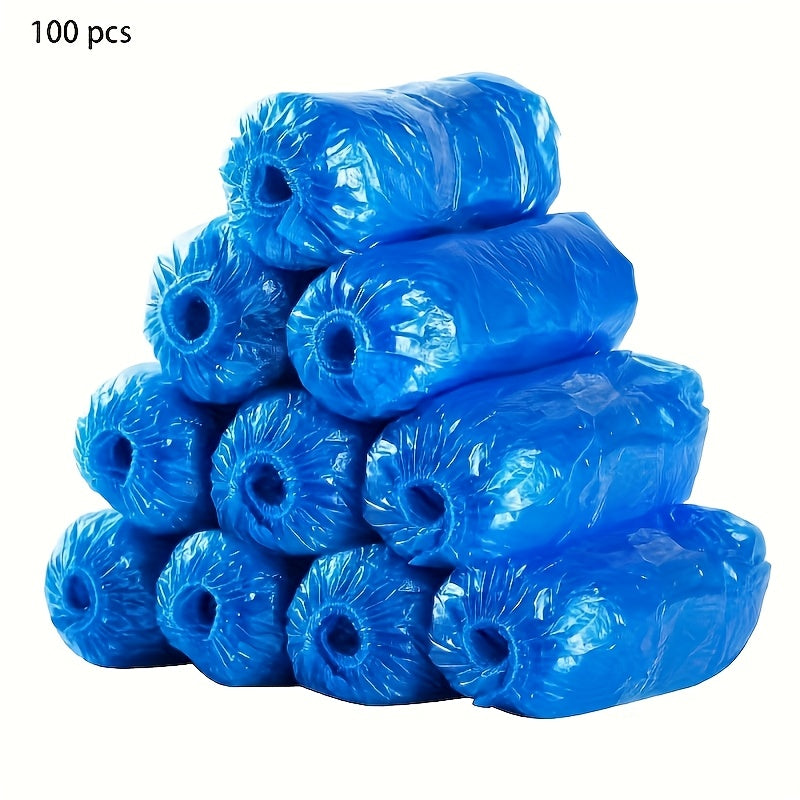 100-Pack: Disposable Plastic Shoe Covers – Waterproof & Slip-Resistant by DailySale