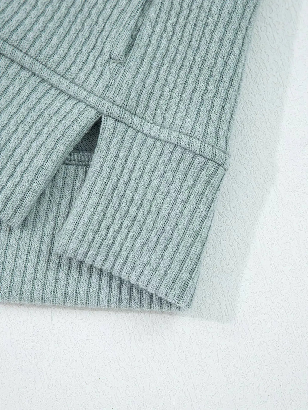 Ribbed Knit Drop Shoulder Hoodie