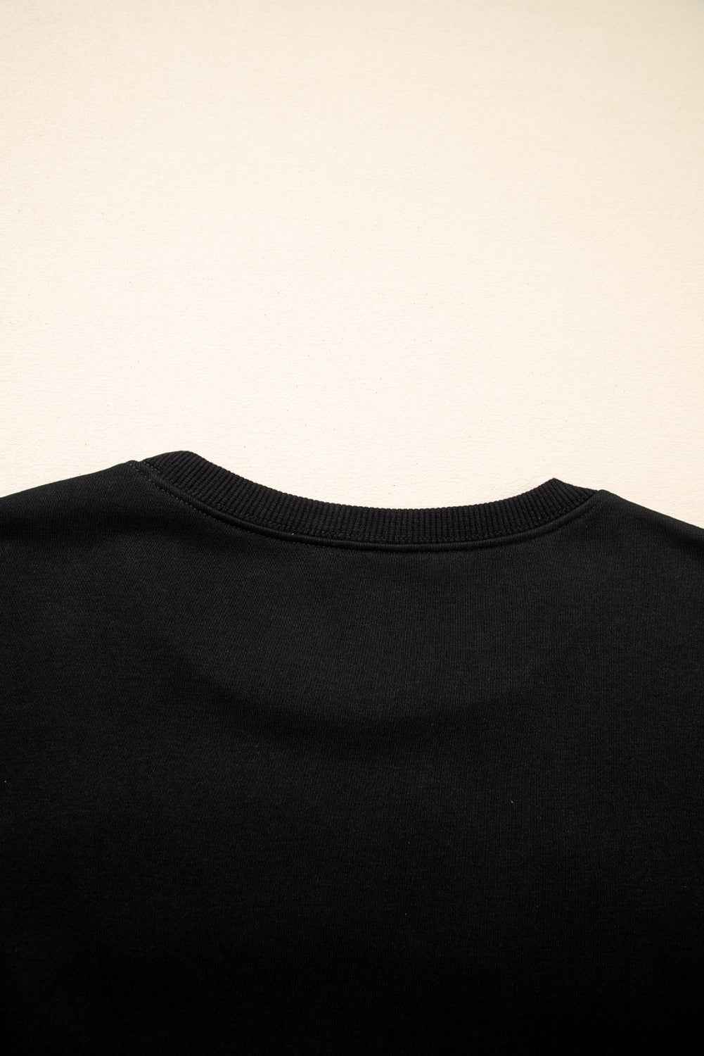 Black CLASSY UNTIL KICKOFF Plush Letter Patched Loose Sweatshirt