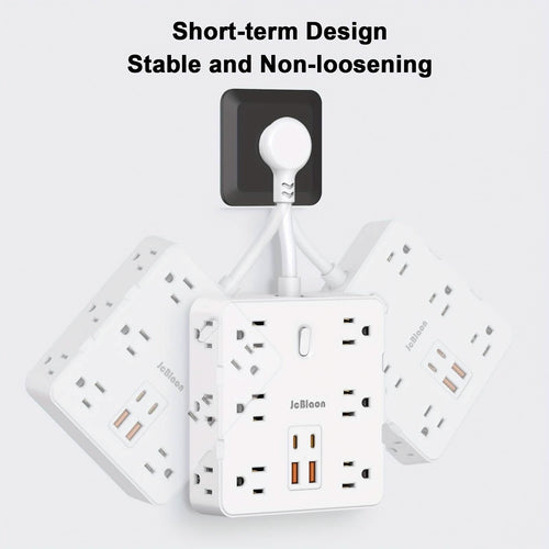 16-in-1 Power Strip – 12 AC Outlets & 4 USB Ports, White by DailySale