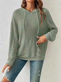 Ribbed Knit Long Sleeve Hoodie