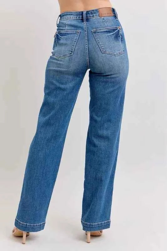 Judy Blue Full Size High Waist Contrast Thread Straight Plus Size