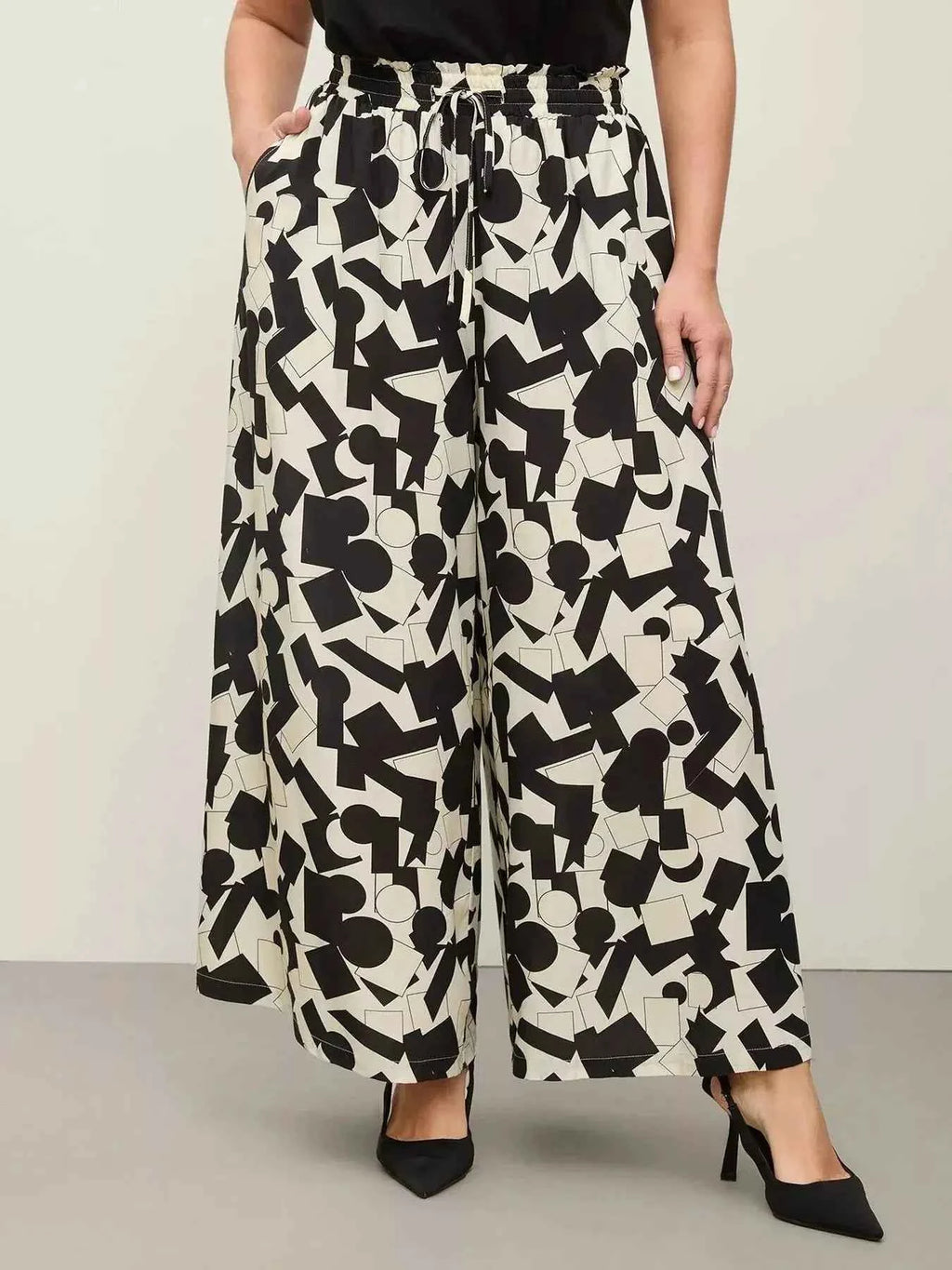 Plus Size Abstract Wide Leg Pants