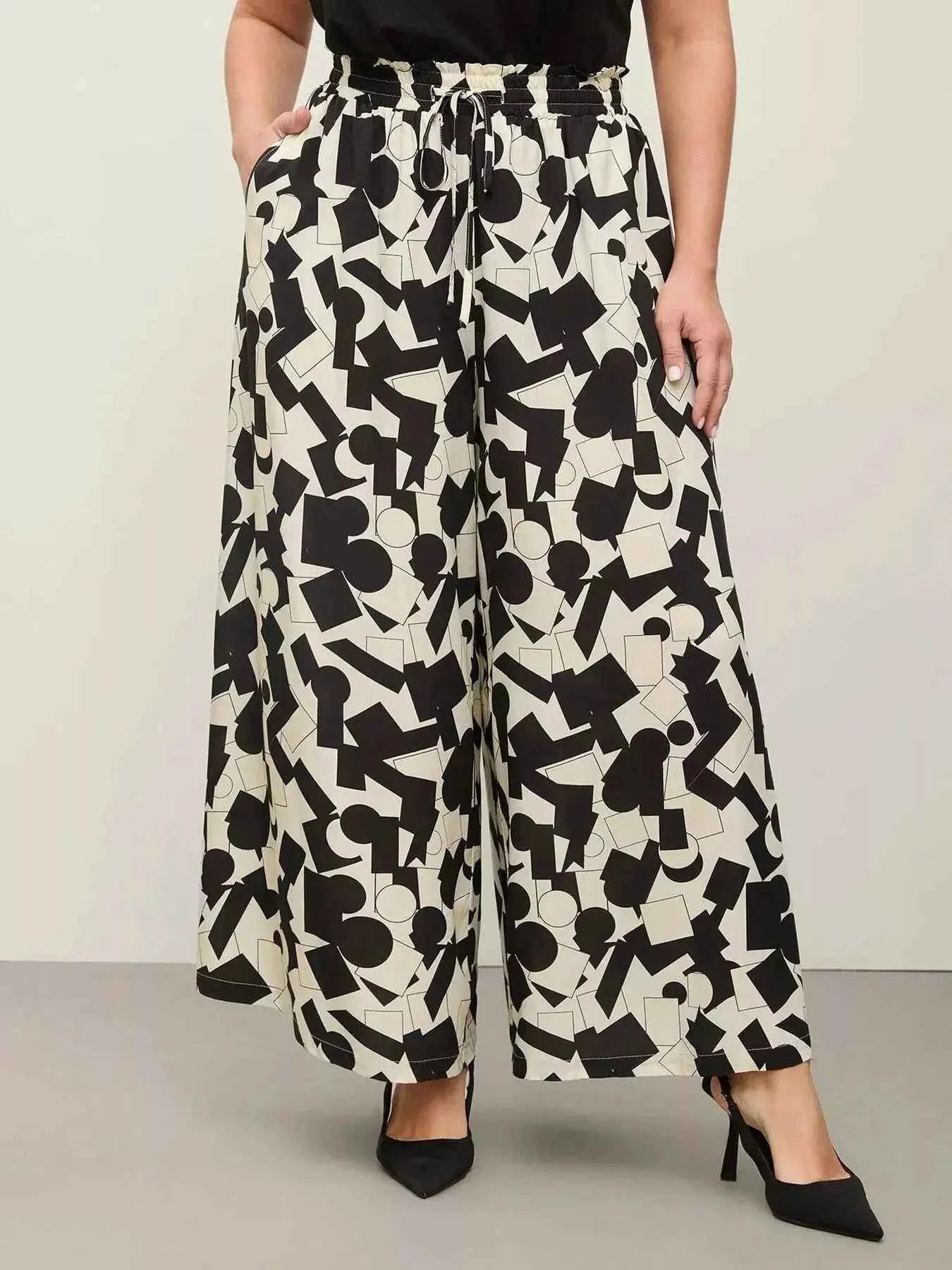 Plus Size Abstract Wide Leg Pants