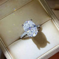 925 Sterling Silver Oval Cut 8 Carat Moissanite Ring