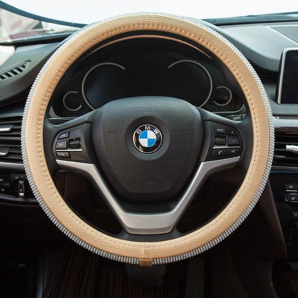 Diamond Leather Steering Wheel Cover with Bling Bling Crystal Rhinestones by DailySale