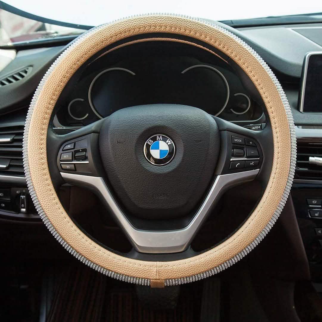 Diamond Leather Steering Wheel Cover with Bling Bling Crystal Rhinestones by DailySale