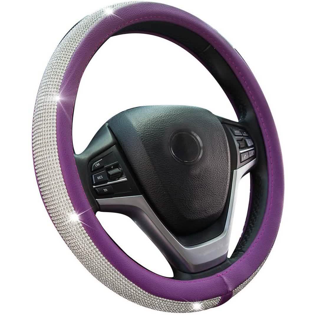 Diamond Leather Steering Wheel Cover with Bling Bling Crystal Rhinestones by DailySale