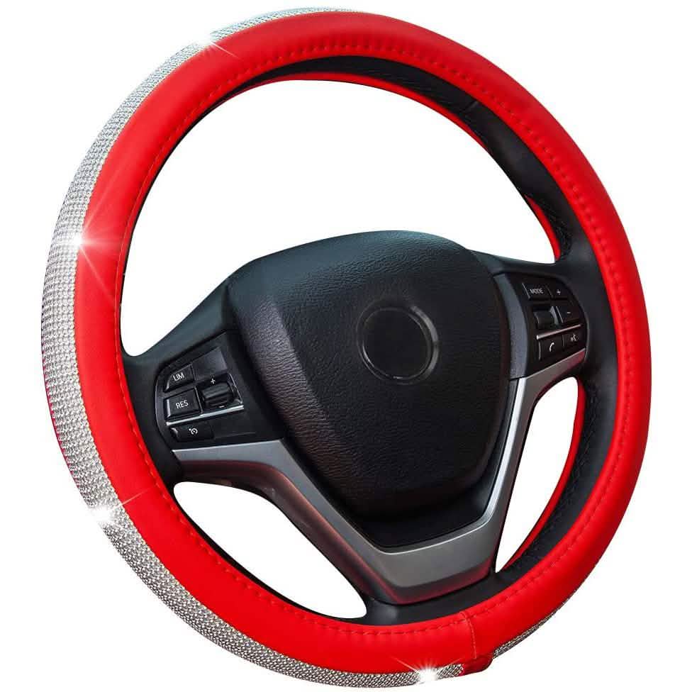 Diamond Leather Steering Wheel Cover with Bling Bling Crystal Rhinestones by DailySale