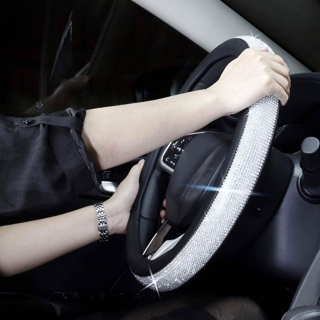 Diamond Leather Steering Wheel Cover with Bling Bling Crystal Rhinestones by DailySale