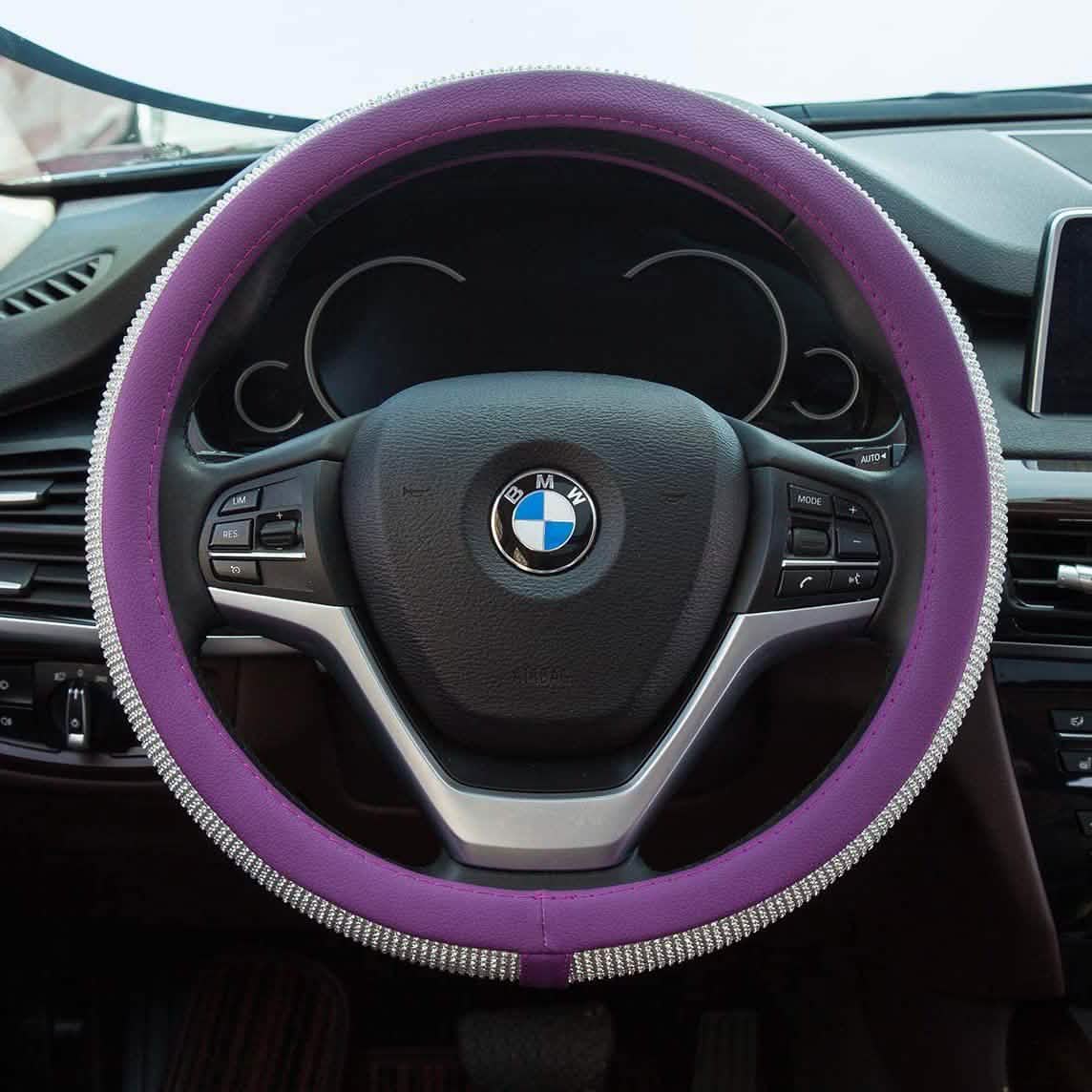 Diamond Leather Steering Wheel Cover with Bling Bling Crystal Rhinestones by DailySale
