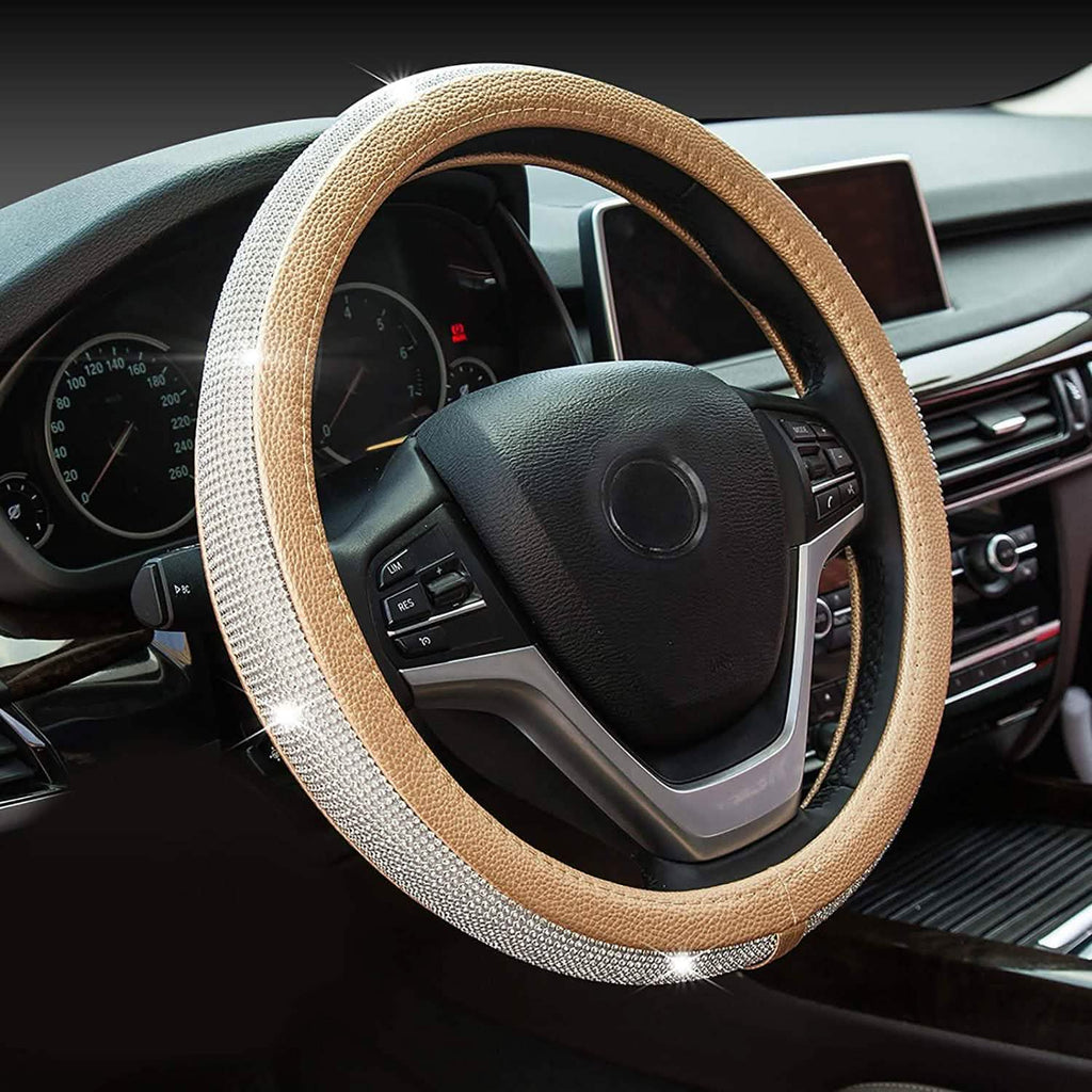Diamond Leather Steering Wheel Cover with Bling Bling Crystal Rhinestones by DailySale