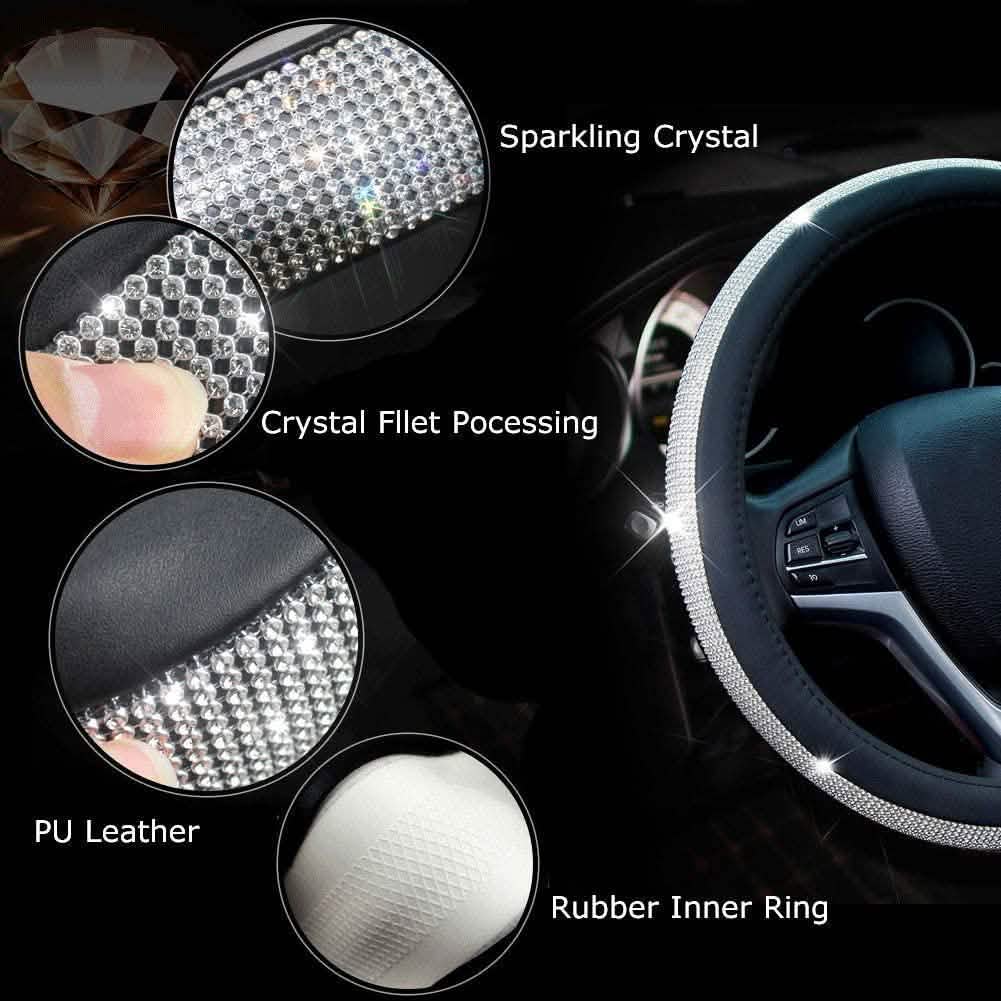 Diamond Leather Steering Wheel Cover with Bling Bling Crystal Rhinestones by DailySale
