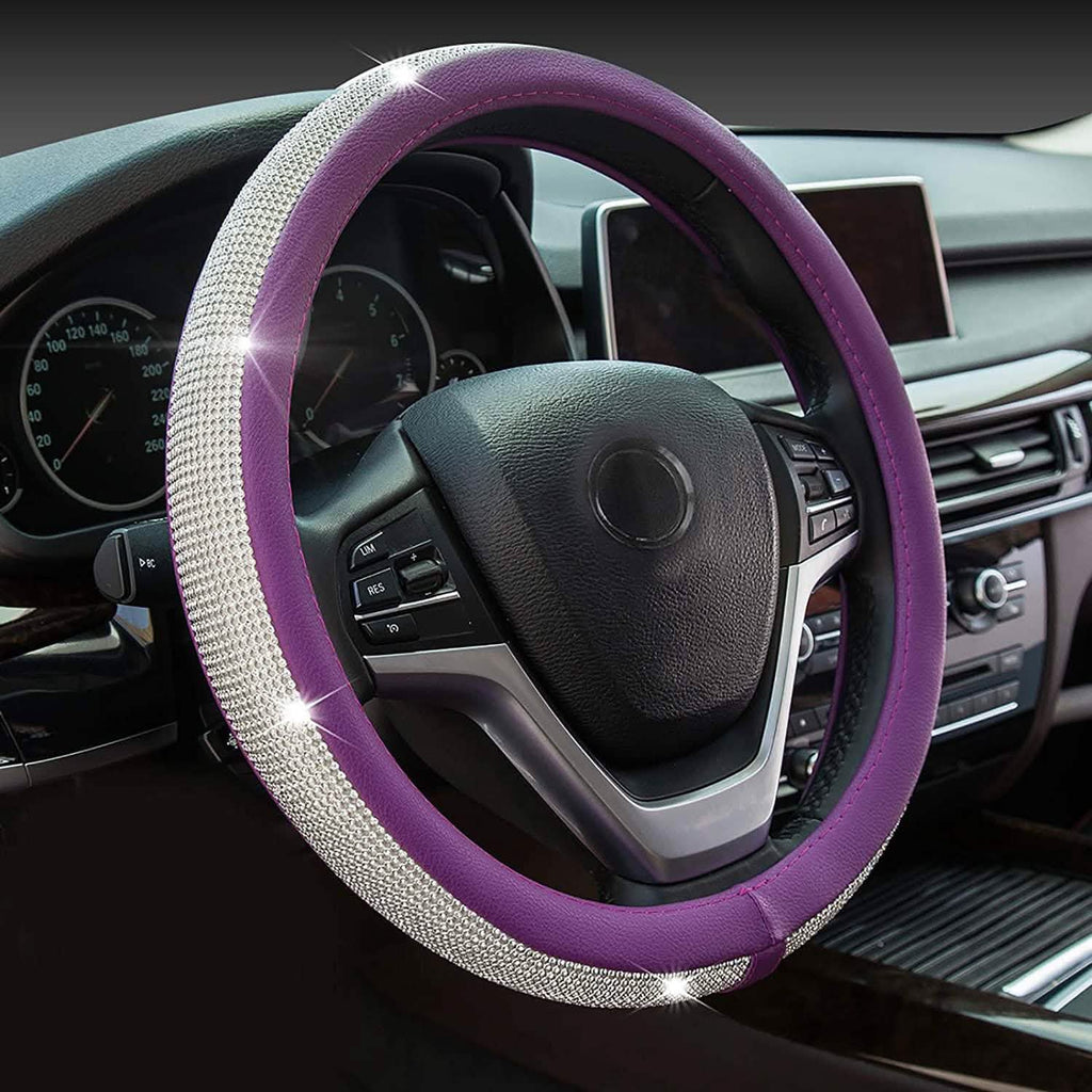 Diamond Leather Steering Wheel Cover with Bling Bling Crystal Rhinestones by DailySale