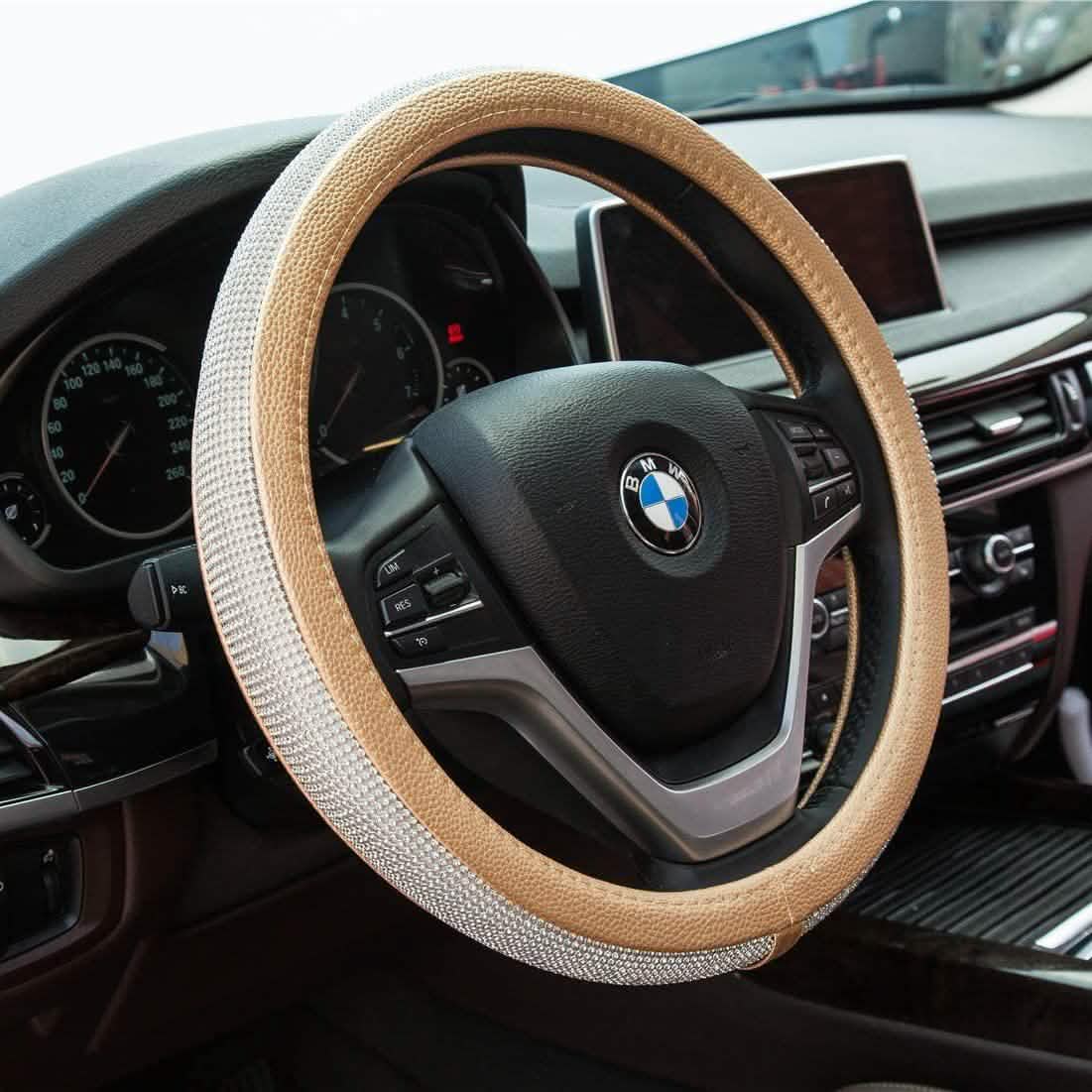Diamond Leather Steering Wheel Cover with Bling Bling Crystal Rhinestones by DailySale