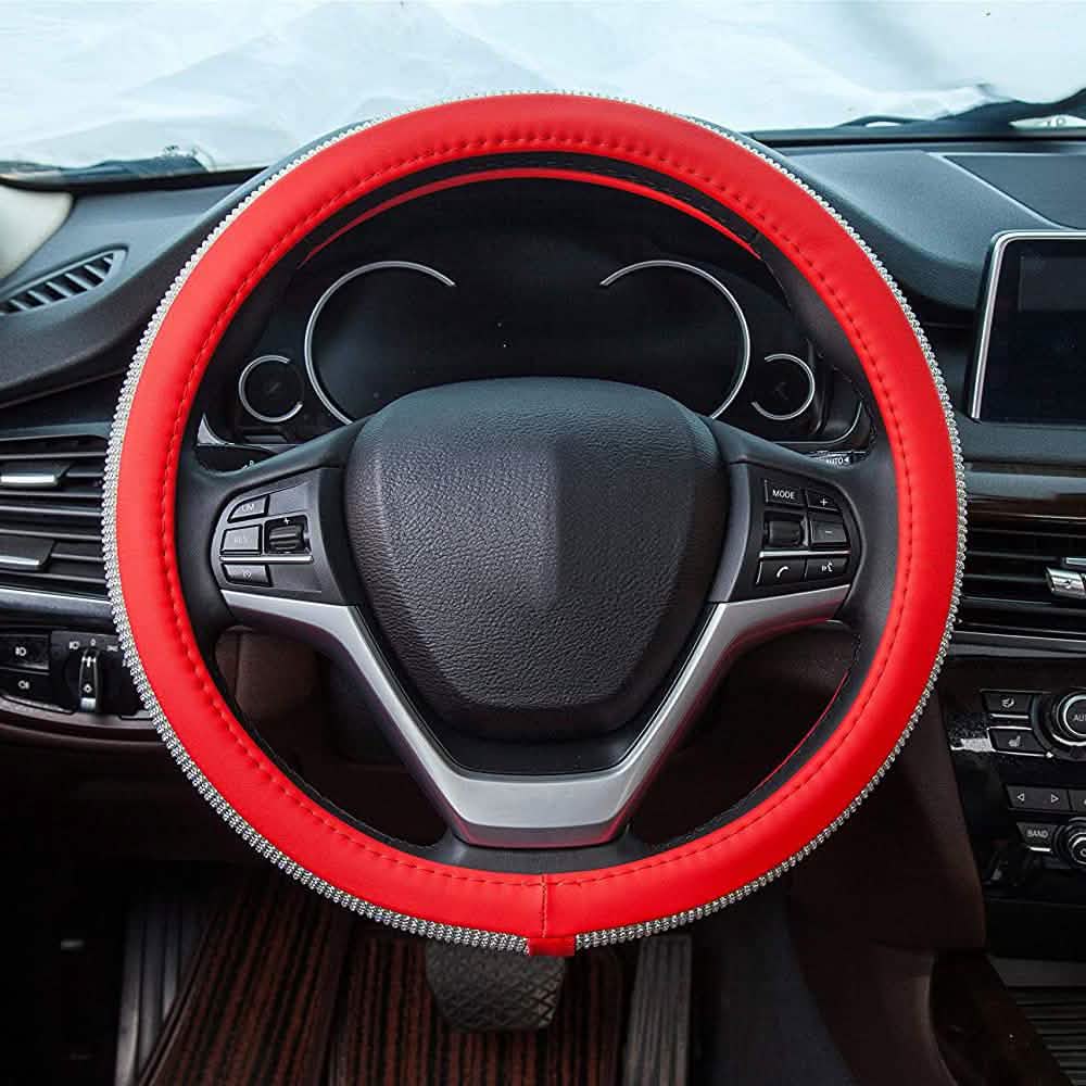 Diamond Leather Steering Wheel Cover with Bling Bling Crystal Rhinestones by DailySale