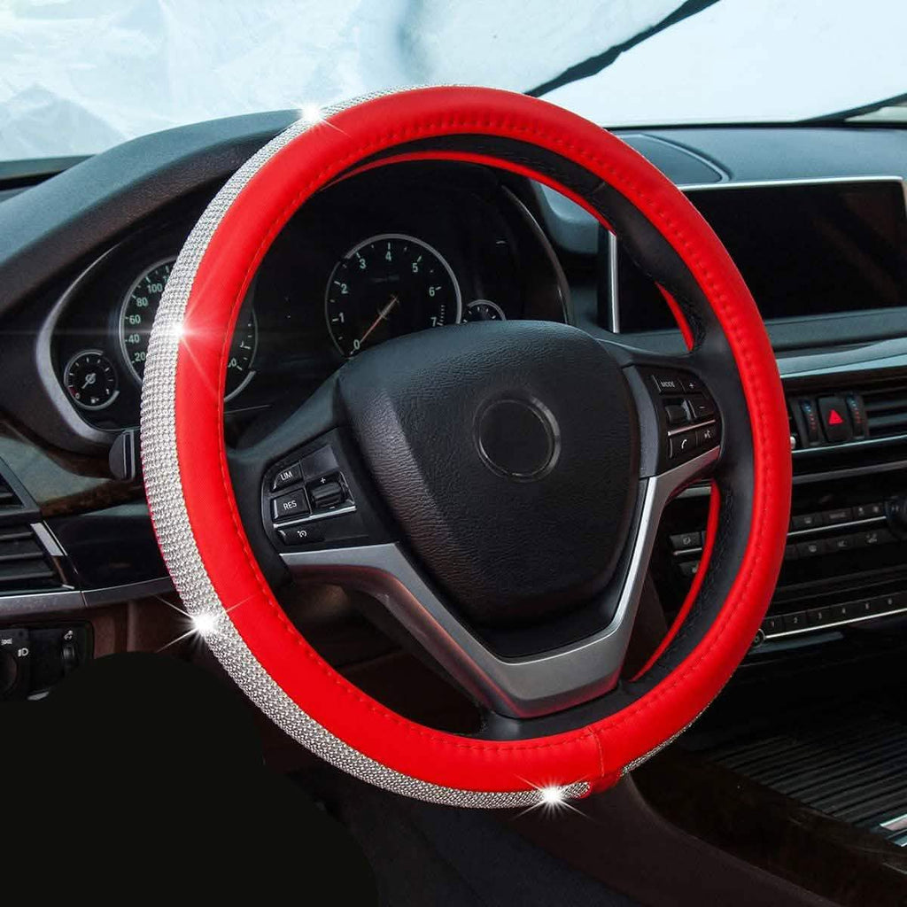 Diamond Leather Steering Wheel Cover with Bling Bling Crystal Rhinestones by DailySale