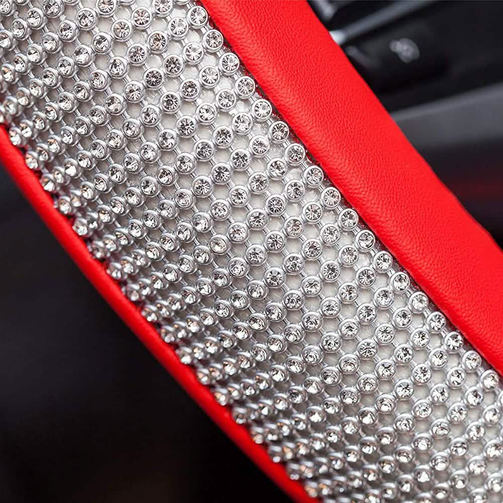 Diamond Leather Steering Wheel Cover with Bling Bling Crystal Rhinestones by DailySale