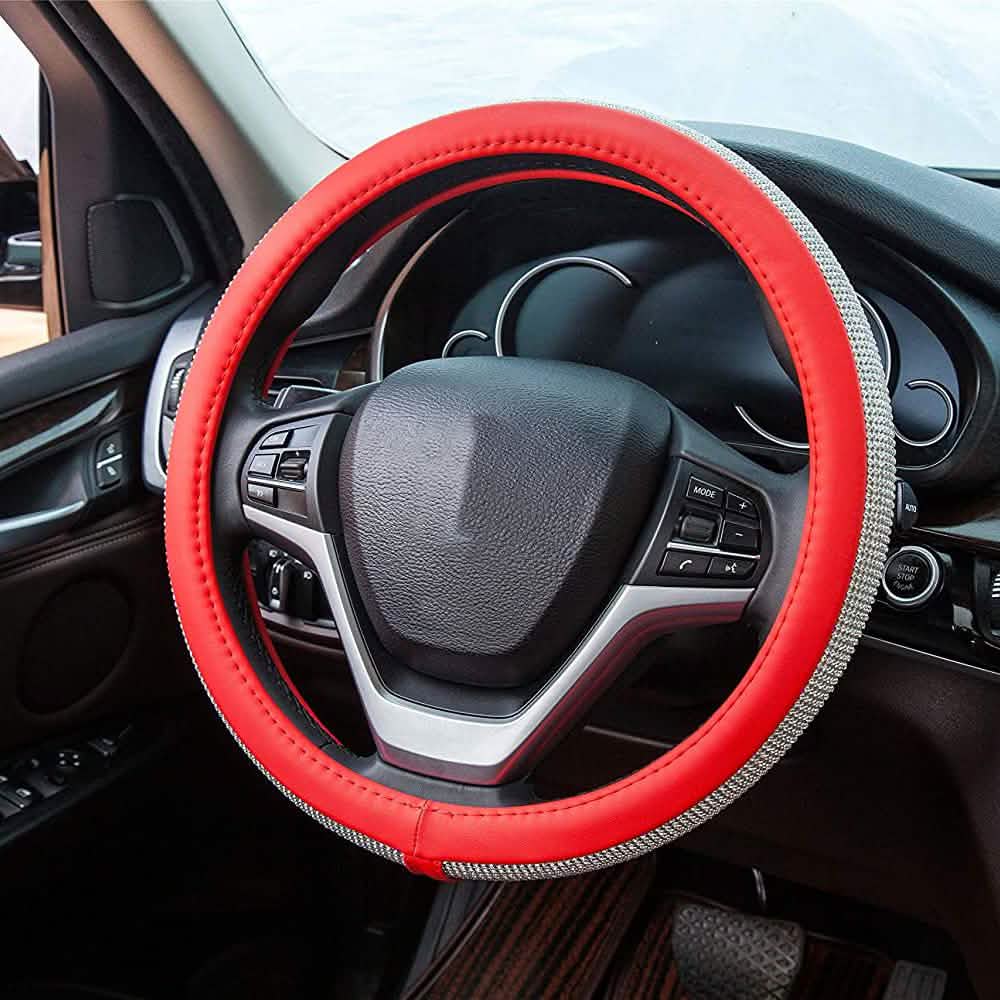 Diamond Leather Steering Wheel Cover with Bling Bling Crystal Rhinestones by DailySale