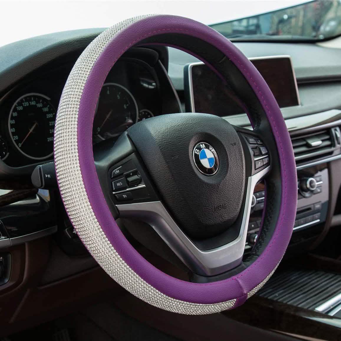 Diamond Leather Steering Wheel Cover with Bling Bling Crystal Rhinestones by DailySale