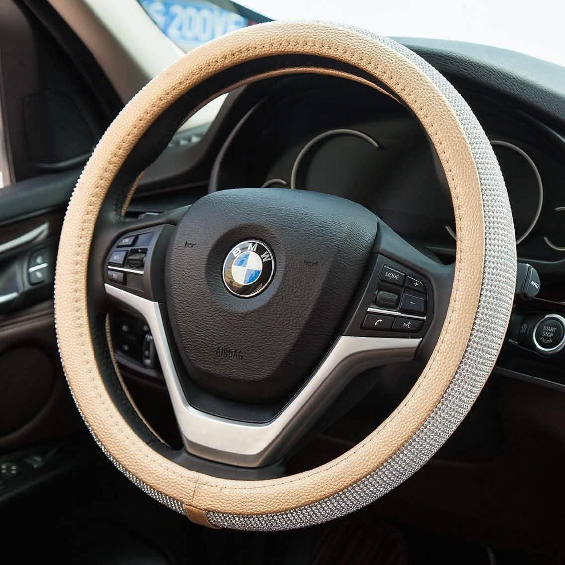 Diamond Leather Steering Wheel Cover with Bling Bling Crystal Rhinestones by DailySale