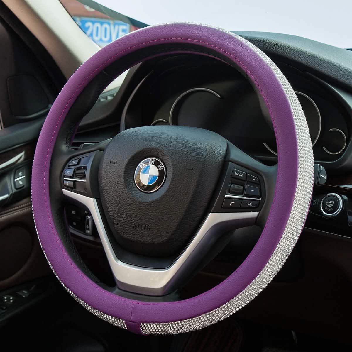 Diamond Leather Steering Wheel Cover with Bling Bling Crystal Rhinestones by DailySale