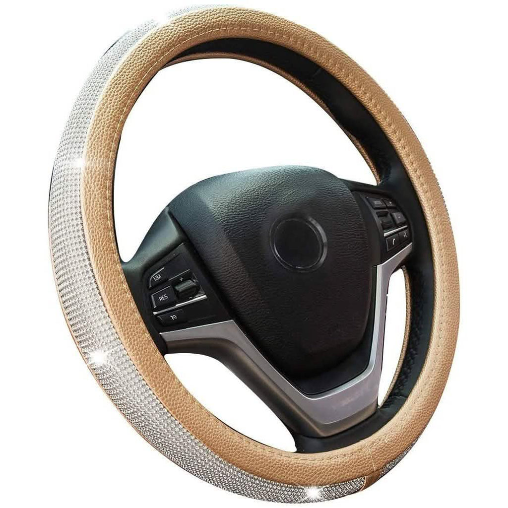 Diamond Leather Steering Wheel Cover with Bling Bling Crystal Rhinestones by DailySale