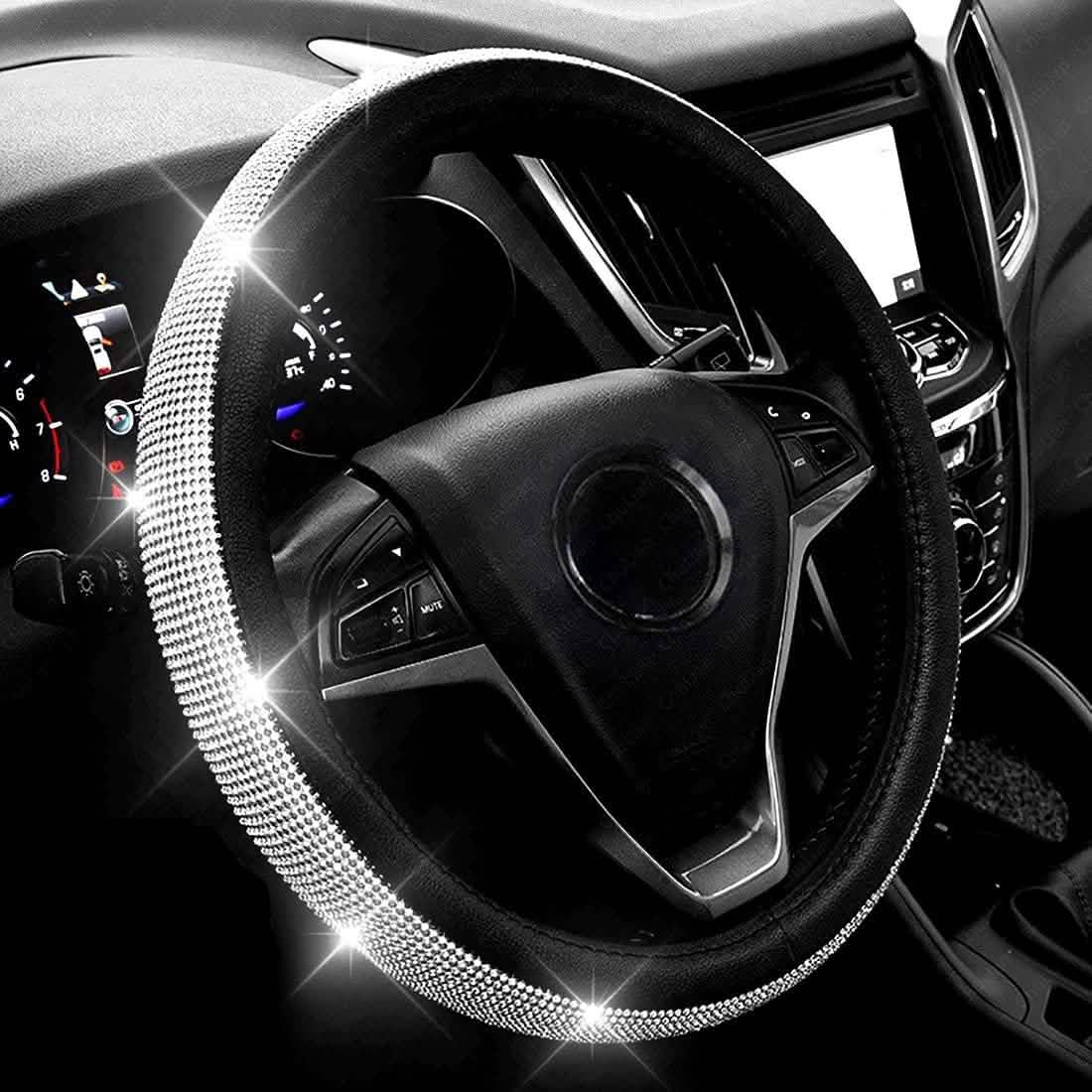 Diamond Leather Steering Wheel Cover with Bling Bling Crystal Rhinestones by DailySale