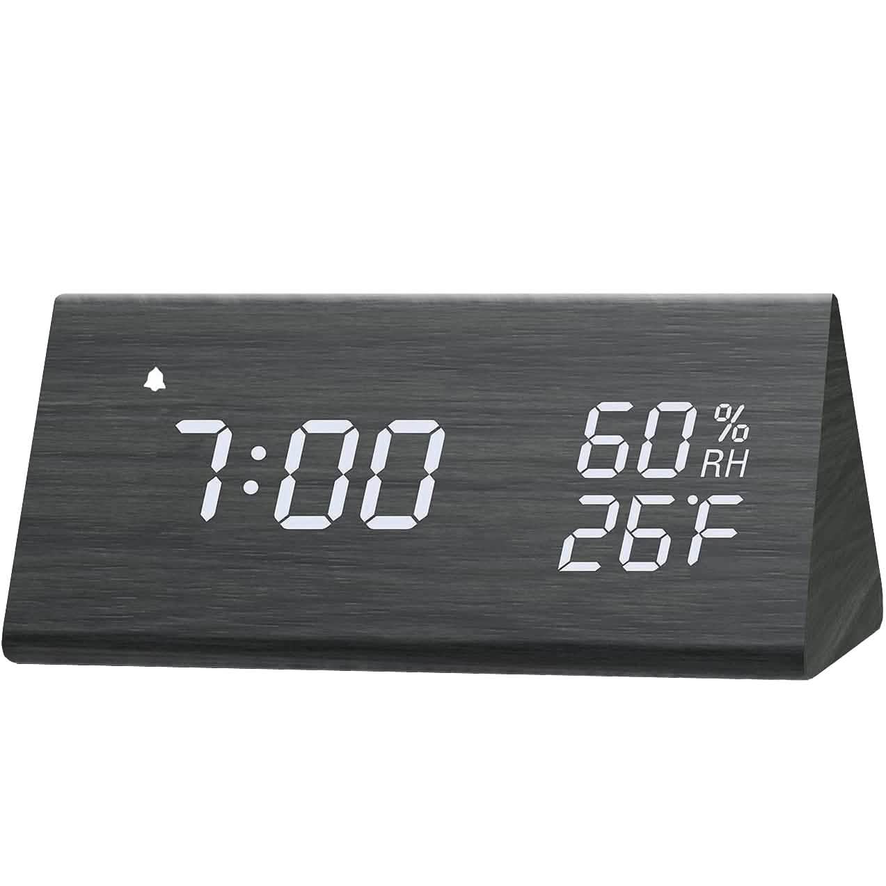 Digital Alarm Clock with Wooden Electronic LED Time Display by DailySale
