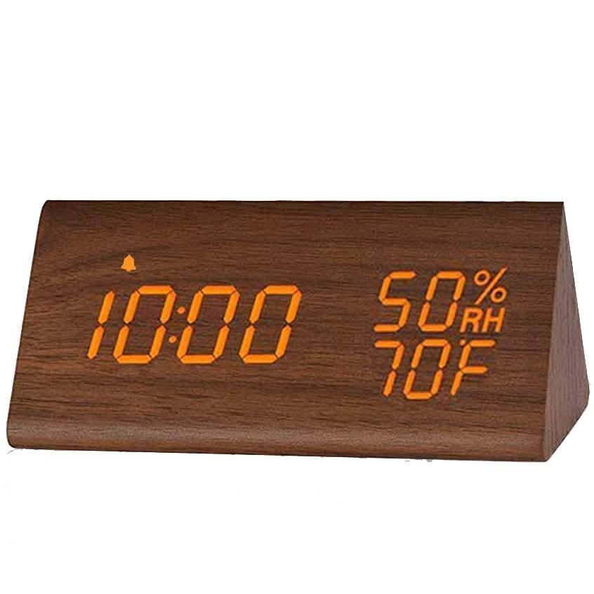 Digital Alarm Clock with Wooden Electronic LED Time Display by DailySale