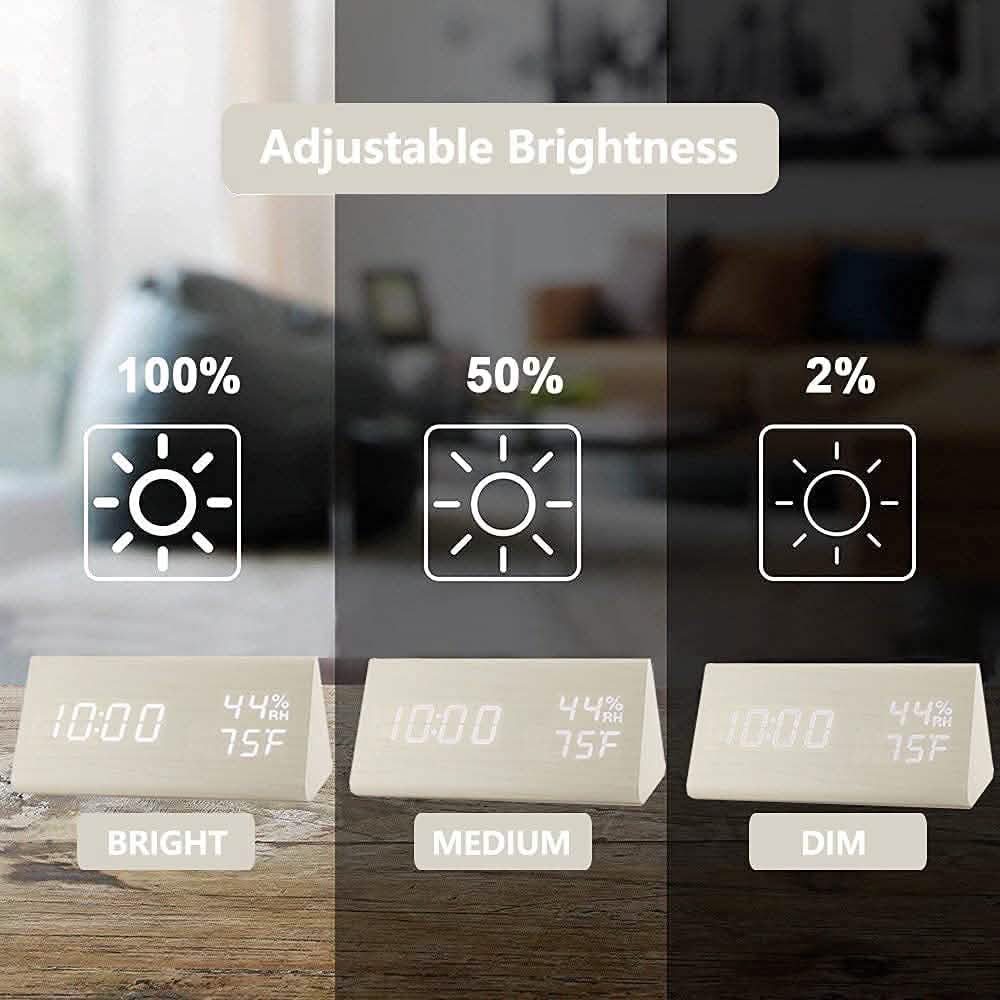 Digital Alarm Clock with Wooden Electronic LED Time Display by DailySale