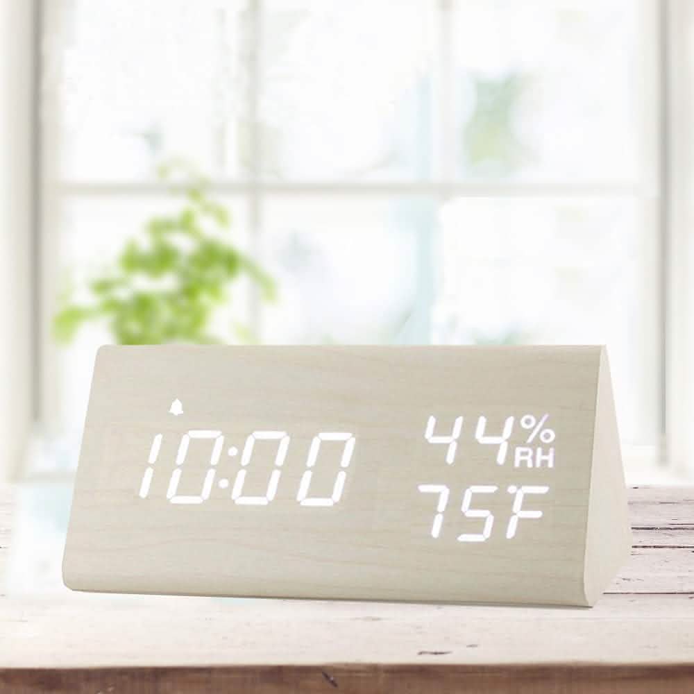 Digital Alarm Clock with Wooden Electronic LED Time Display by DailySale